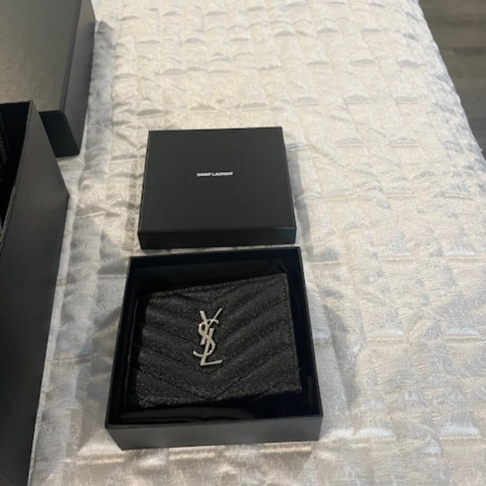 YSL CASSANDRE MATELASSÉ bi-fold wallet in grain de poudre leather